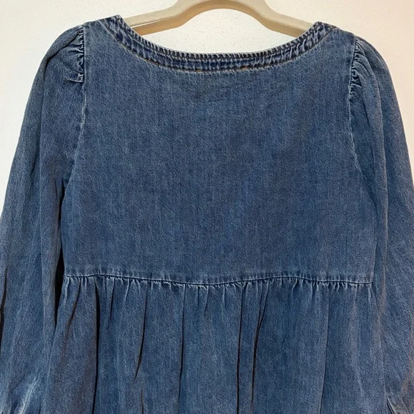 Baltic Born Gretchen Babydoll Long Sleeve Denim Mini Dress Size Large Western - Picture 10 of 11